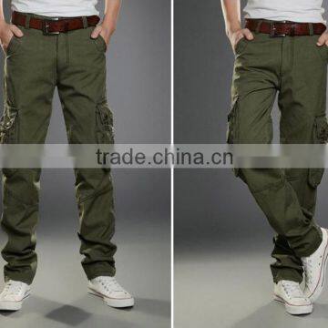 3 colours casual men military style cargo pants with many bags CJ-YJK