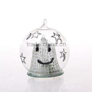 LED lighted glass ball with bell inside christmas tree ornaments