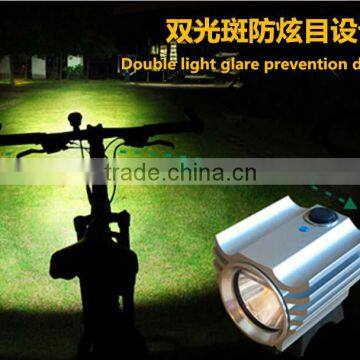 New fashion double light spot rechargeable aluminum bicycle front light LED flashlight