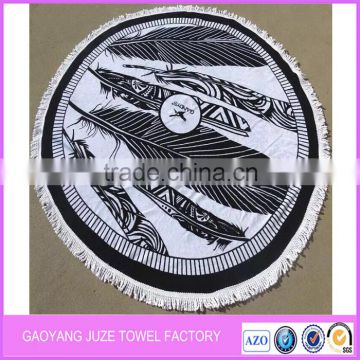 Extra Large Custom Printed Round Beach Towel with Tassels