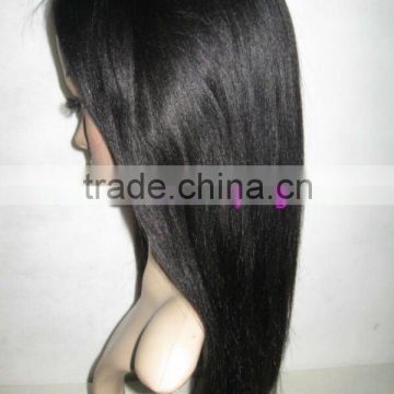 fashionable real human remy hair yaki half lace wigs