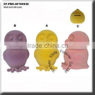 flocking polyresin owl money box