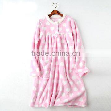 Lovely pattern printed flannel pajama set woman pajama