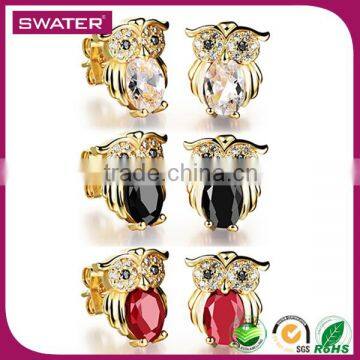 Accessories For Women Owl Gemstone Red And Black Glass Earring