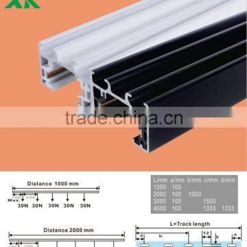 aluminum single phase 3 wires track rail for cob led track lighting