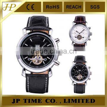 leather strap silver waterproof watch automatic men automatic watch watches men automatic