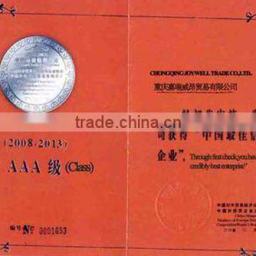 check certificate on chinese best credible enterpr