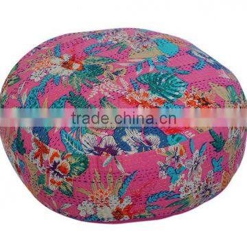 Indian Round Ottoman / Kantha Round Pouf