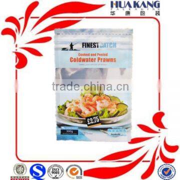 300g heat sealed 3 side coldwater prawn bags frozen seafood