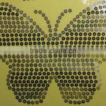 hot fix sequin fabric applique transfer of the garment