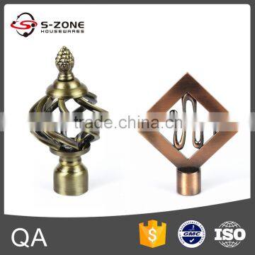 Good quality curtain rod metal curtain finials for wholesale