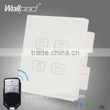 Remote 4 Gang Curtain Switch Wallpad White Crystal Glass Wireless Touch Screen Double Curtain Window Shutter Blinder Wall Switch