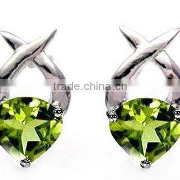 1.85ctw Genuine Peridot Hearts .925 Sterling Silver Stud Earrings