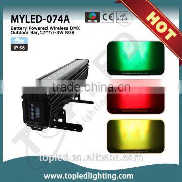 42W outdoor led bar 12*Tri-RGB wireless led bar battery powered led wall washer IP66