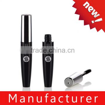 Custom high end black plastic cosmetic eyelash packaging with brush