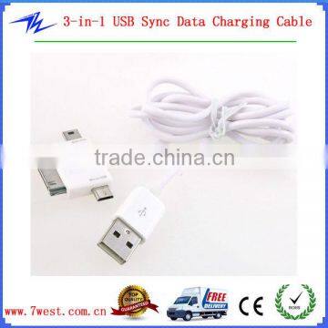 3 in 1 Mini Micro USB Charger Sync Date Cable Combo for iPhone 4G 4S iPad New