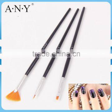 ANY Cheap Wood Handle Nail Design Nail Brush 3 PCS Set