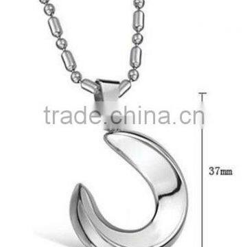 Fashion Moon Pendant Stainless Steel Pendant Necklace Silver Jewelry