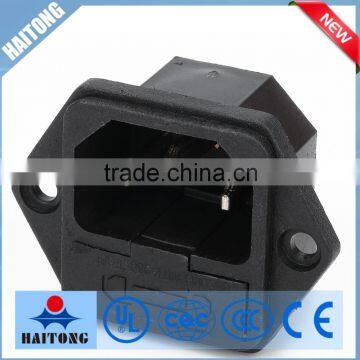 3 inside pin black waterproof AC socket with fuse 10a 250v