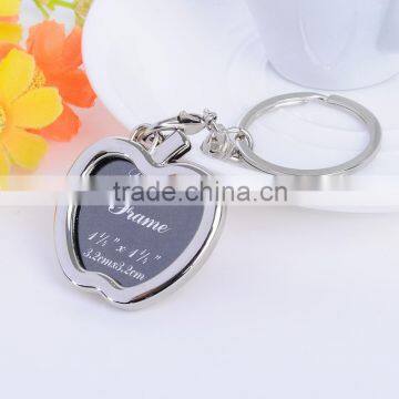 new arrival high quality date gift stainless steel apple shaped photo keychain/acrylic photo frame keychain made in china