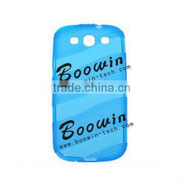 blue Soft TPU Gel Crystal Jelly wave line Case Cover for samsung galazxy siii I9300