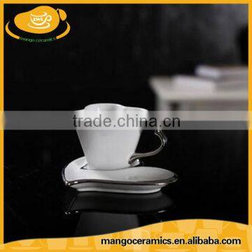 Romantic Heart Shape White Porcelain Coffee Cup and Saucer photo-4