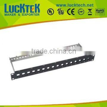 19" 16 ports cat.6a blank patch panel for STP keystone