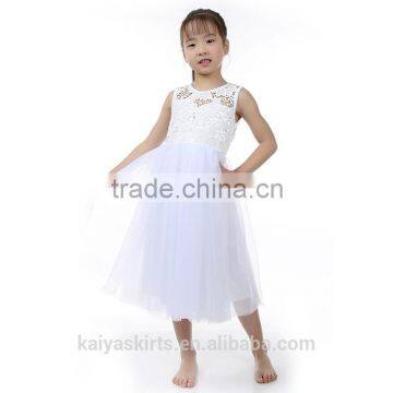 Newest boutique special occasions perfect fairy angel white embroidery top net skirt fancy baby girls puffy dresses