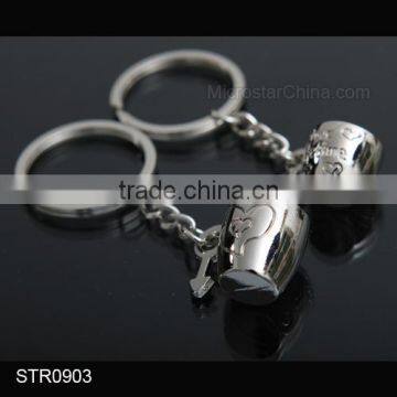 Wholesale Cup Shape Metal Key Ring Chain For Valentines Day Gift