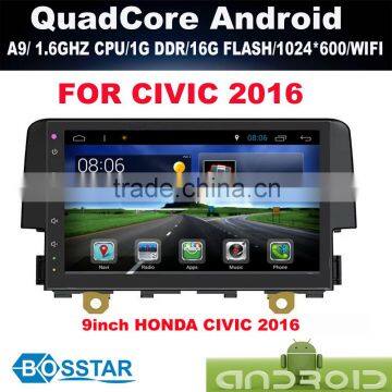 Android car radio gps navigation multimedia system for HONDA CIVIC 2016 with wifi,bluetooth,16g inand IGO MAP