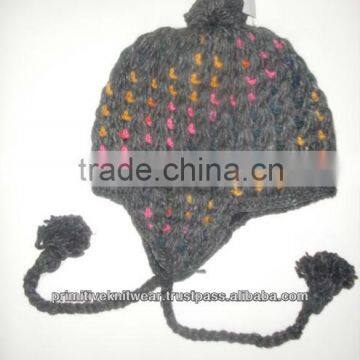 Ear flap hat with top ball