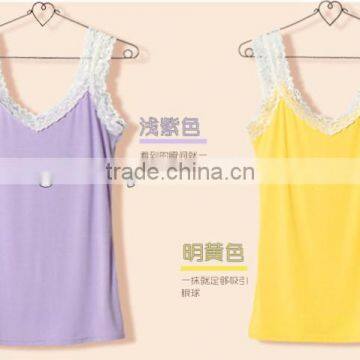 Soft blank ladies camisole with lace shoulder straps