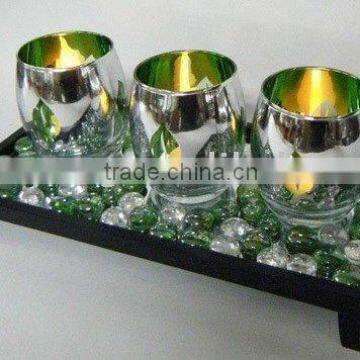 Glass candle holder set