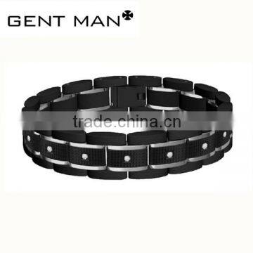 Top quality CZ & carbon fiber inlay stainless steel bracelet tungsten carbide mens bracelet