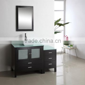 Modern Solid Wood Oak Ceramic Basin Bathroom Vanity with Side Cabinet