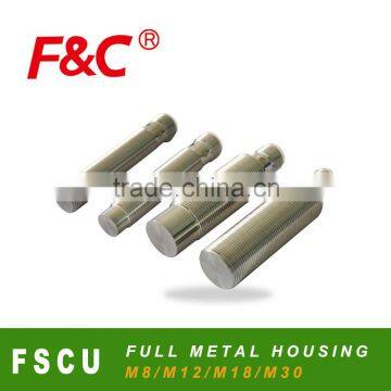 FSCU series M8/M12/M18/M30 Full Metal Body with protected tube, firm structure, prevented collision damage.
