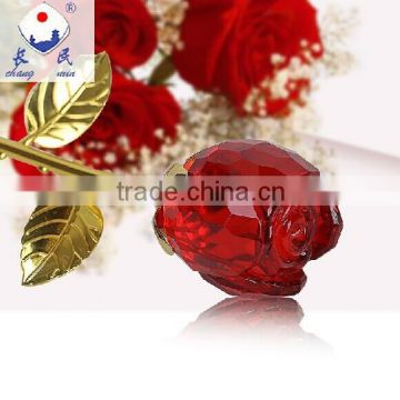 Vivid Red Crystal Glass Rose for Decorations and Gift ZWM029