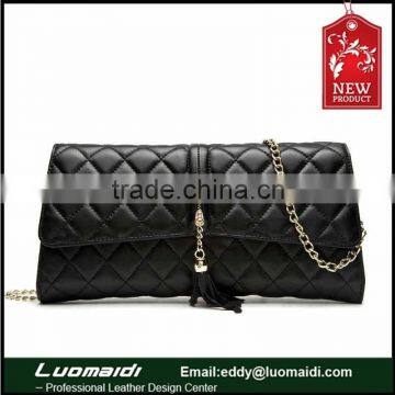 2015 new arrival genuine sheepskin leather lady clutch bag, european style evening shoulder bag