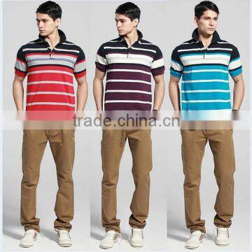 Custom 100% cotton strip polo shirts 200 grams pique polo shirt