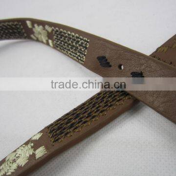 2.0 cm Widthe Brown High Quanlity PU Fashion Embroidered Belt for Girls photo-4