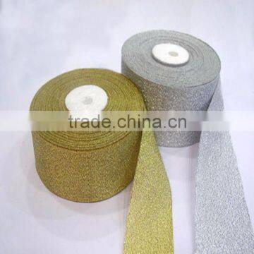 Manufacturer wholesale different size packing decoration Gold and Silver Colored Metallic Ribbon