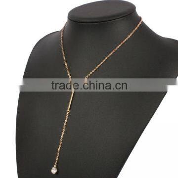 New Arrival Jewelry Aesthetic Simple Gem Metal Crystal Drop Pendant Necklace photo-4