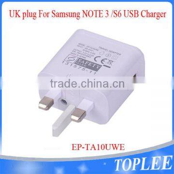 Hot selling UK 3 pin wall charger for samsung S5 S6 Note3 wall charger EP-TA10UWE Original UK travel charger