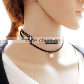 Hot 2016 New Fashion Simple Style PEARL button pendants Chokers Necklaces for Women holiday Christmas Gift Fine Jewelry
