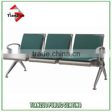 3 Seater upholstered stainless steel waiting seat