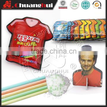 Soccer Uniform CC Stick Popping Candy With Football Star Puzzle in Football Clothes Shape Bag