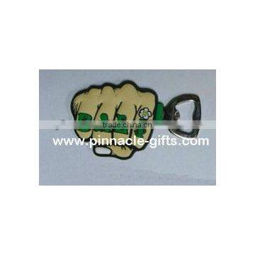 fist shape soft pvc 3D bottle opener with rubber magnet