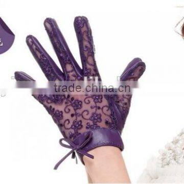 Stylish Girls Sexy Lace Gloves Purple Black Leather Sexy Lace Gloves photo-6