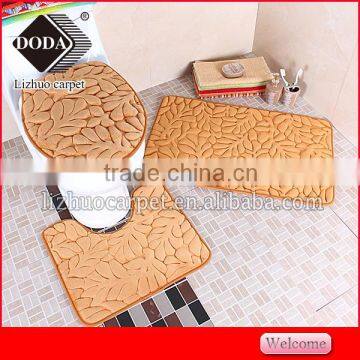 anti slip pvc backing memory foam soft foam material bathroom carpet 3 set