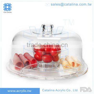 Luxury Acrylic Plastic Banquet wedding Cake dessert Fruit Dome Tray with Lid